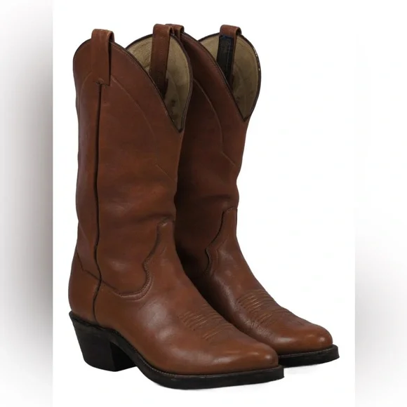 Vintage Men’s Panhandle Slim Brown Leather Cowboy Western Rancher Pull On Boots - Picture 1 of 14